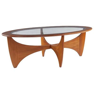 G Plan Teak and Smoked Glass Astro Coffee Table