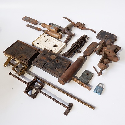 Quantity of Vintage and Other Hand Tools and Vintage Door Locks