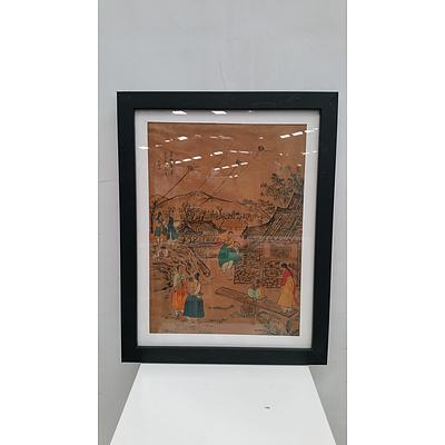 Framed Korean Watercolour Paintings - Lot of 6