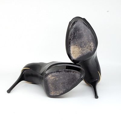 Louis Vuitton Black Eyeline Open Toe Stilettos, Size 39