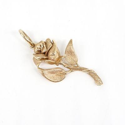 9ct Yellow Gold Rose Pendant, 13.6g