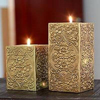 Four Piece Brass Sheetwork Candle Holders - *Brand New*