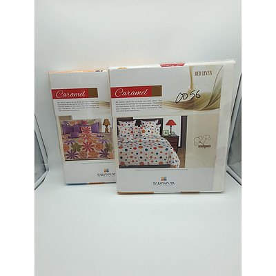 Swayam Caramel Queen Bed Sets - Lot of 2 Various Style Sets - *Brand New*