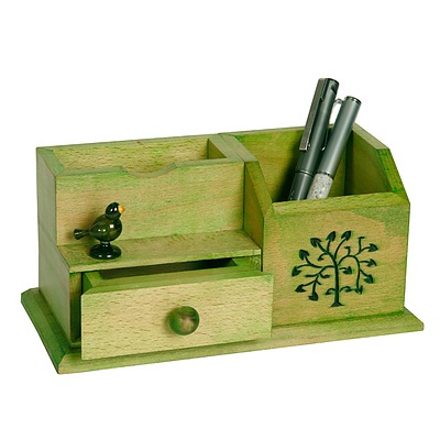 Timber Table Organizer (Green) - Lot of 5 - *Brand New*