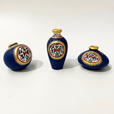 Terracotta Blue Pots (set of 3) - Lot of 2 - *Brand New*