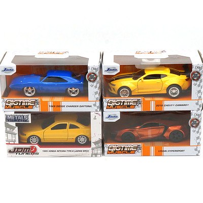 Four Jada Boxed Cars, Including Bigtime Muscle and JDM Tuners