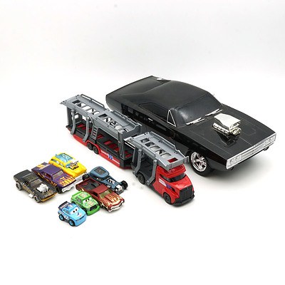 Jada Fast and Furious Remote Control Car, Dickie Car Transporter and Various Hot Wheels and Other Cars
