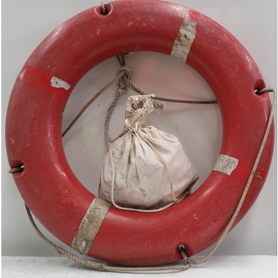 Red Lifebuoy Ring with Rope and Bag