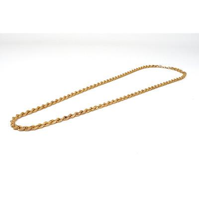 9ct Yellow Gold Twisted Rope Chain, 11g