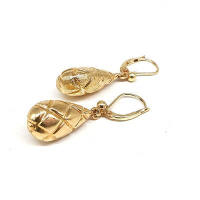 14ct Yellow Gold Drop Earrings with European Ear Clips, 5.3g