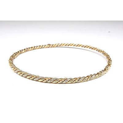 Italian 18ct Yellow and White Gold Twisted Rope Bangle, 13g