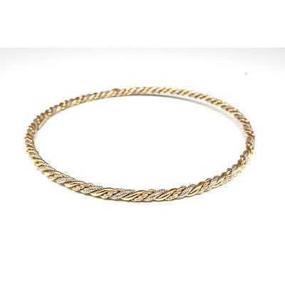 Italian 18ct Yellow and White Gold Twisted Rope Bangle, 13g