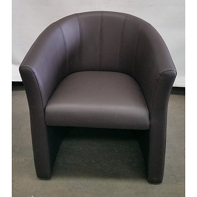 Brown Faux Leather Tub Chair