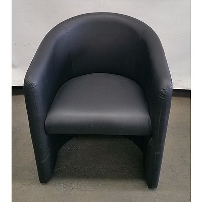 Black Faux Leather Tub Chair