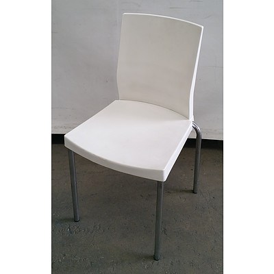Buro White Plastic and Chrome Chairs