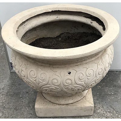 Large Decorated Imitation Ceramic Planter Pot