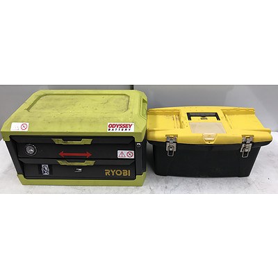 Ryobi Two Draw Tool Chest Including Contents and Stanley Tool Box