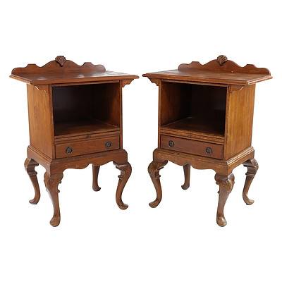 Pair of Queen Anne Style Bedside Cupboards