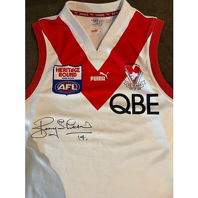 2006 Sydney Swans Heritage Jersey - Signed by  Bobby Skilton - Triple Brownlow Medallist
