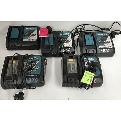 Makita DC18RC 7.2-18V Battery Chargers -Lot Of Five