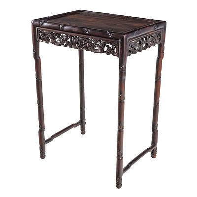 Chinese Rosewood Side Table Carved with Dragons, Early 20th Century