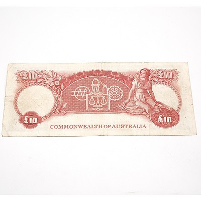 Commonwealth of Australia Ten Pound Coombs/ Wilson Banknote WA 23 584187