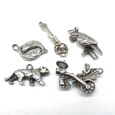 Five Sterling Silver Charms