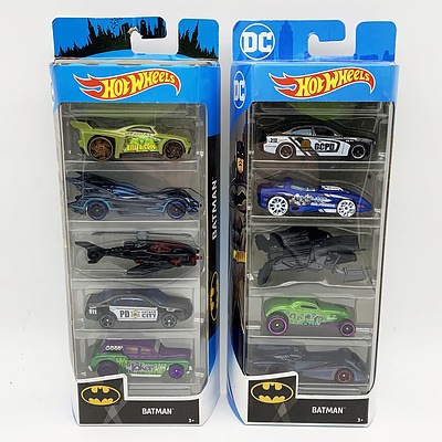 Two Sets of Hot Wheels 5-Pack Model Cars - Batman