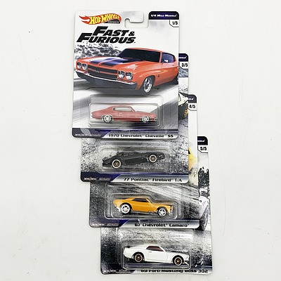 Hot Wheels Premium Collection Model Cars - Fast & Furious 1/4 Mile Muscle