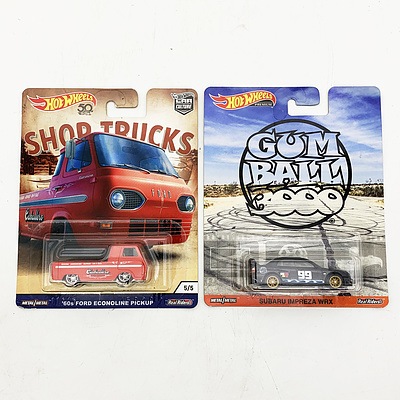 Two Hot Wheels Collection Model Cars - Shop Trucks and Gum Ball 3000