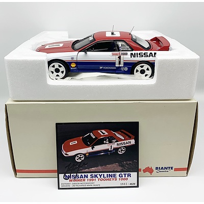 Biante Nissan Skyline GTR Winner 1991 Tooheys 1000 1812/4626 1:18 Scale Model Car (Hand Signed Signed COA)