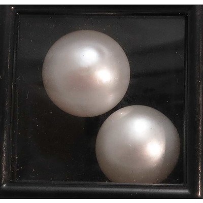 Pair of Cultured Pearls - Round - Half-Drilled