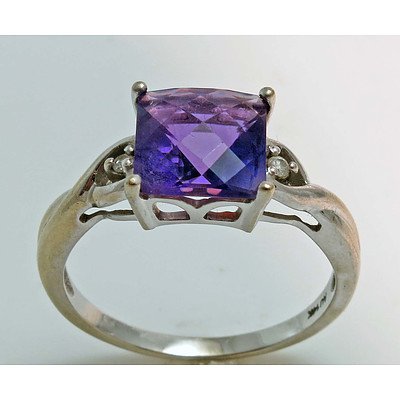 14ct White Gold Natural Amethyst Ring