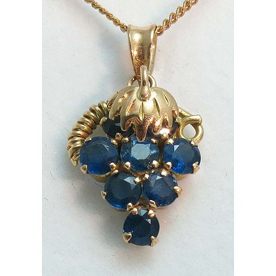 9ct Gold Sapphire-Set Bunch Of Grapes Pendant