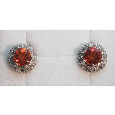 Sterling Silver Citrine & Diamond Earrings