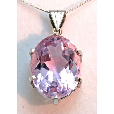9ct White Gold Natural Amethyst Pendant