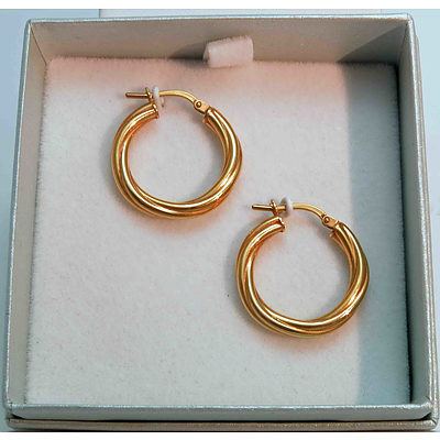 9ct Gold Fluted Hoop Earrings