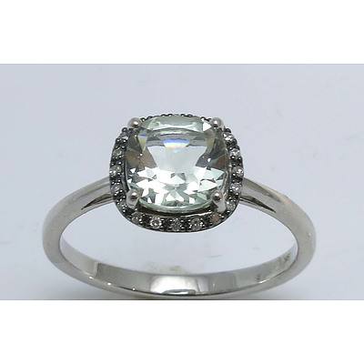 Aquamarine & Diamond Ring - 9ct White Gold