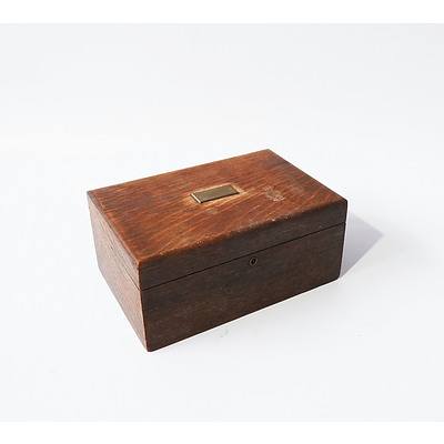 Antique Oak Cigar Box with Tin Liner