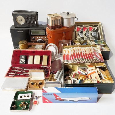 Gentlemans Lot Including Two Zippo Lighters and Quantity of Spare Wicks & Flints, Matchbox Collection, Cufflinks, Compass Set and More