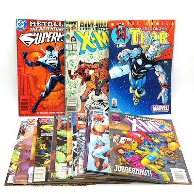 Nineteen Marvel Comics, Including X-Men, A Next, The Mighty Thor and Superman