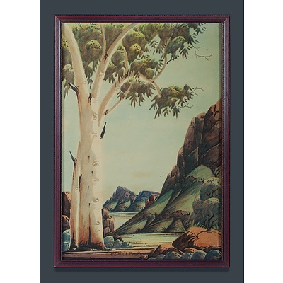 PANNKA Claude (1928-1972), Central Australian Landscape with Ghost Gum