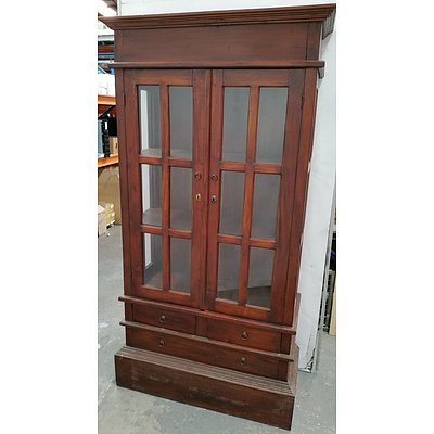 Timber Stain Finish Glass Cabinet