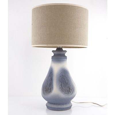 Retro Ellis Pottery Biomorphic Lamp with Volcanic Glaze and Carved Finish