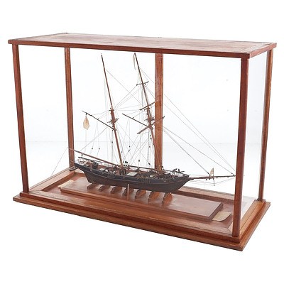 Large Vintage Hand Crafted Model of Swallow Warship with Bespoke Display Box