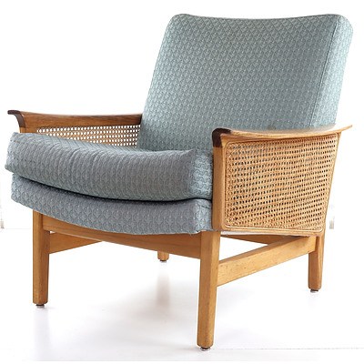 Flerline by Fler Tasmanian Blackwood and Cane Panelled Armchair Designed by Fred Lowen 1970s