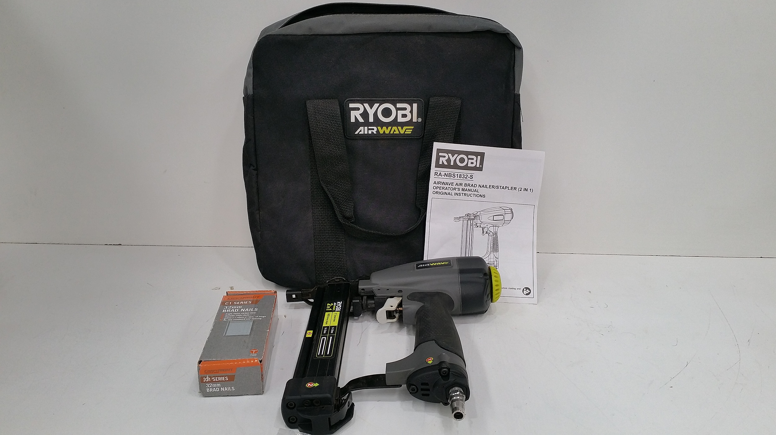 Ryobi Airwave air brad nailer/stapler Lot 1116181 ALLBIDS