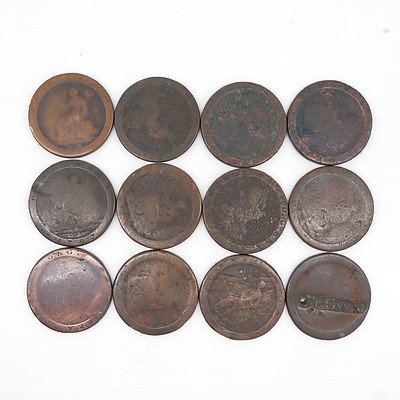 Twelve George III Cartwheel Pennies