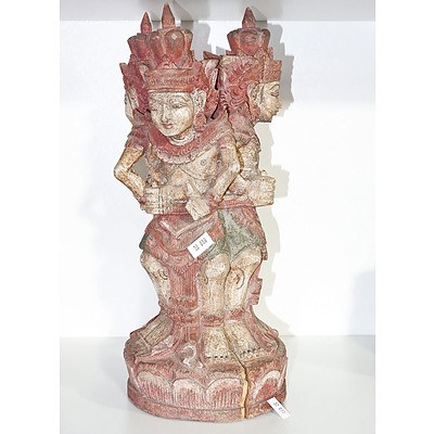 Indonesian Carved and Polychromed Wood Figure