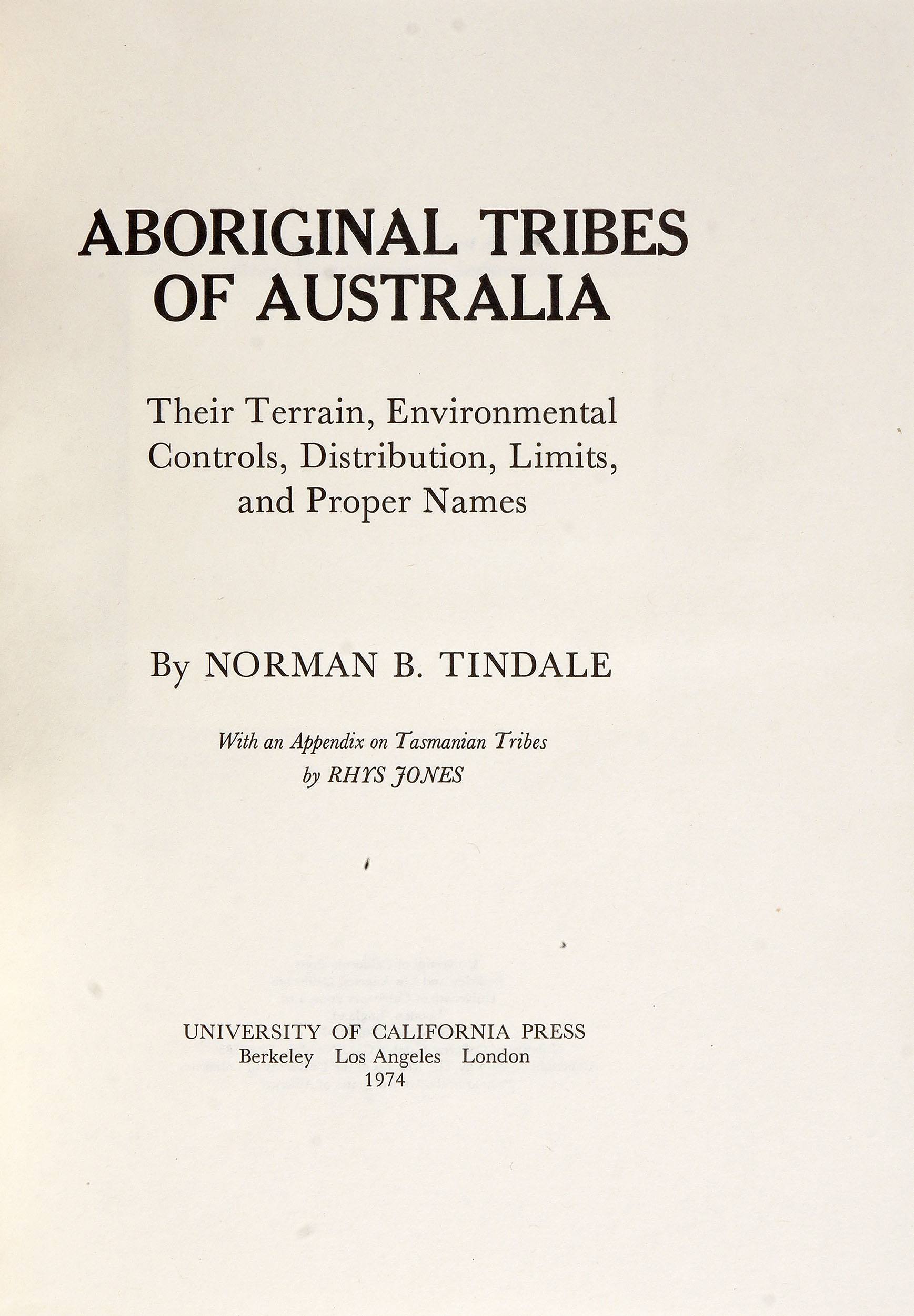 Norman B. Tindale, Aboriginal Tribes - Lot 1134510 | ALLBIDS